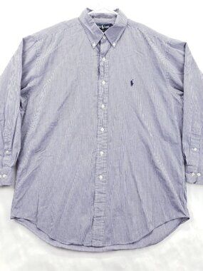 Vintage Ralph Lauren Yarmouth Dress Shirt Men 16 32/33 Purple White Check Cotton